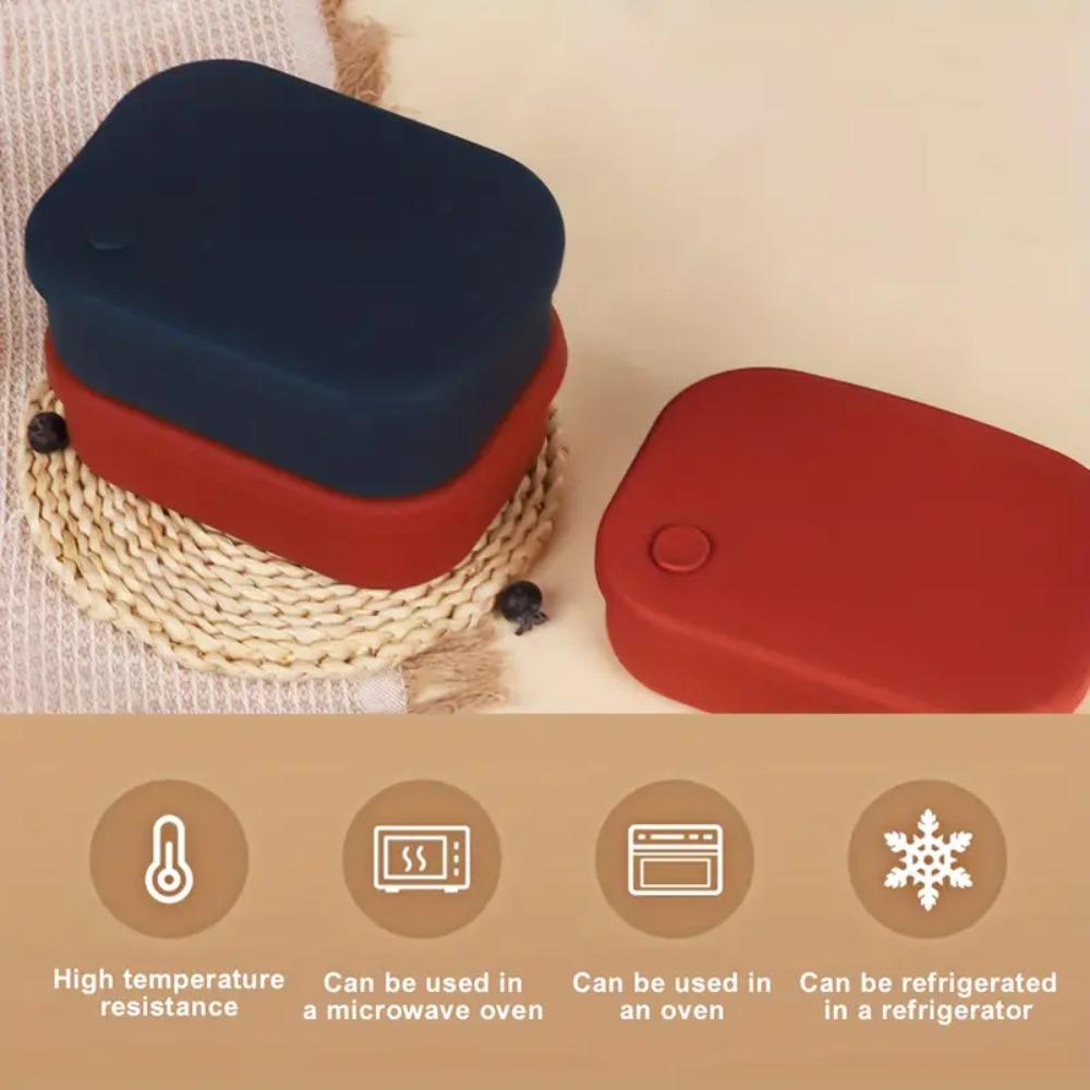 BPA-free Silicone Lunch Box 4 Compartments Food Storage Container Microwave Safe Lunch Box  Picnics