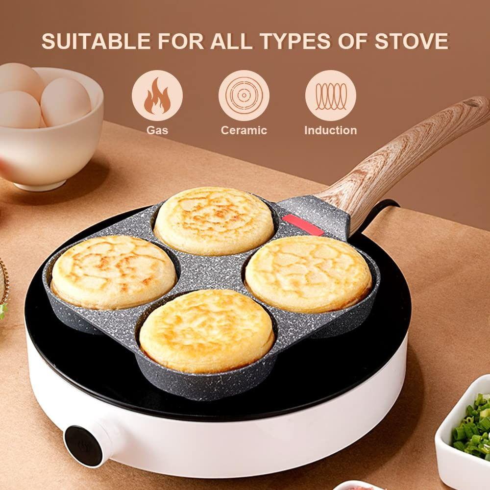 Non-stick Granite Omelette Skillet Four-Cup Burger Maker Mini Fried Egg Pan  Kitchen