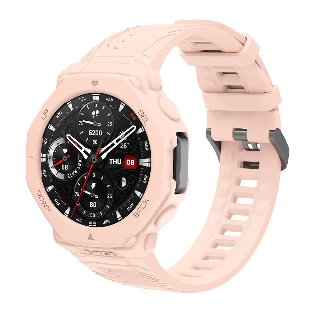 Pro Huami Amazfit T-Rex 3 Řemínek a Pouzdro na hodinky stejné barvy Jednobarevný nastavitelný náramek + Ozdoba pouzdra