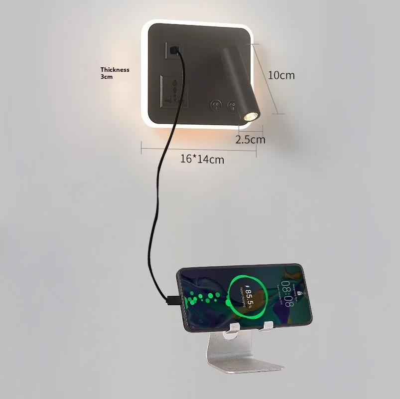 Creative LED Rotating Switch Wall Light USB Charging Port Living Room Corridor Decorative Wall Light Bedroom Study Reading Light