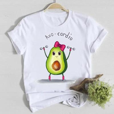 Koszulka z krótkim rękawem, casualowa, top, awokado, uroczy styl, koszula, ubrania damskie, modny T-shirt, lato, damska, T-shirt damski z grafiką