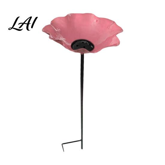 Butterfly Waterer Garden Metal Flower Stake Decorative Bird Bath Ground Insert Bee розовый