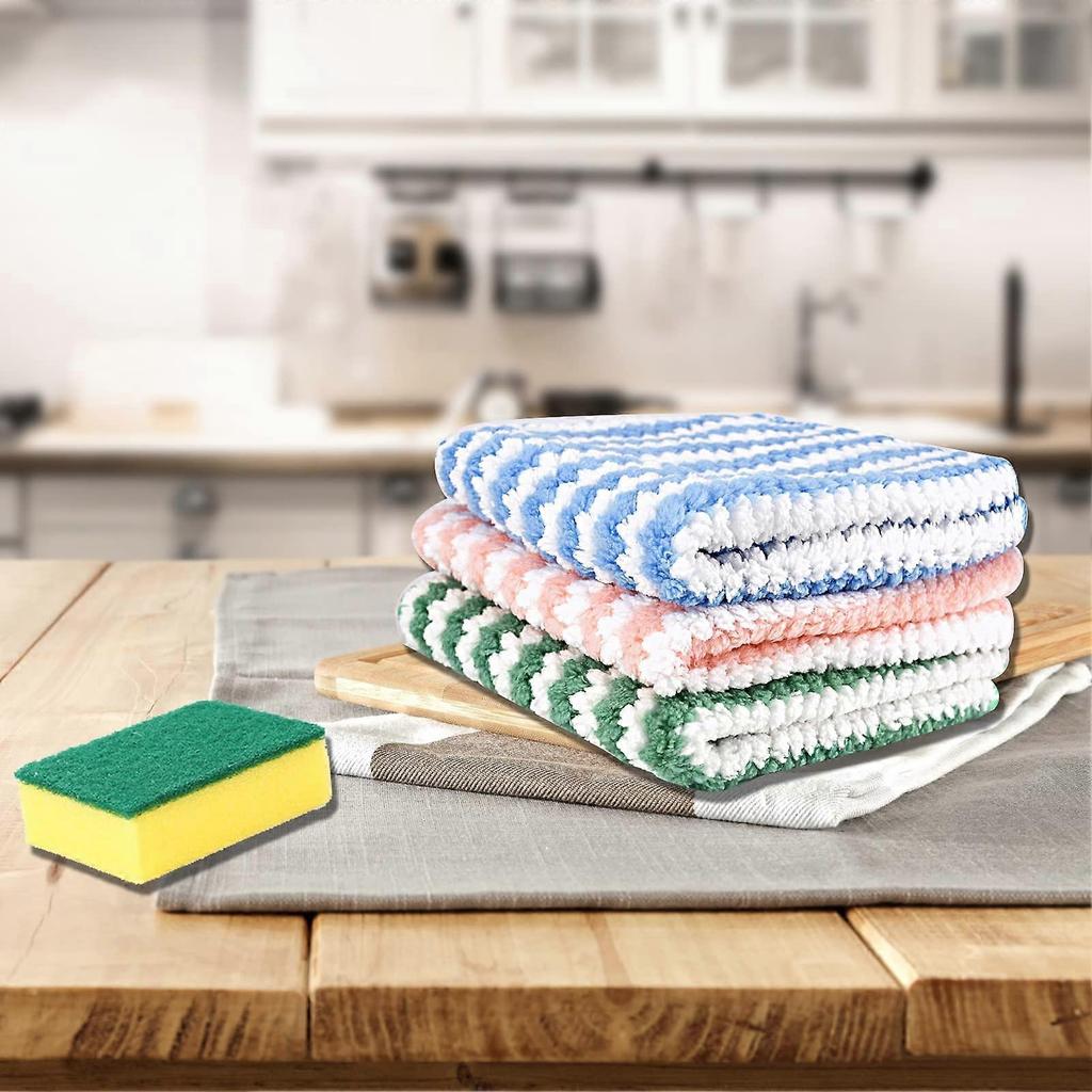 3PCS Microfiber Cleaning Rag Cloth Coral Fleece Clean Cloths Super Absorbent Microfibre Dish Towel Polishing Cleaning