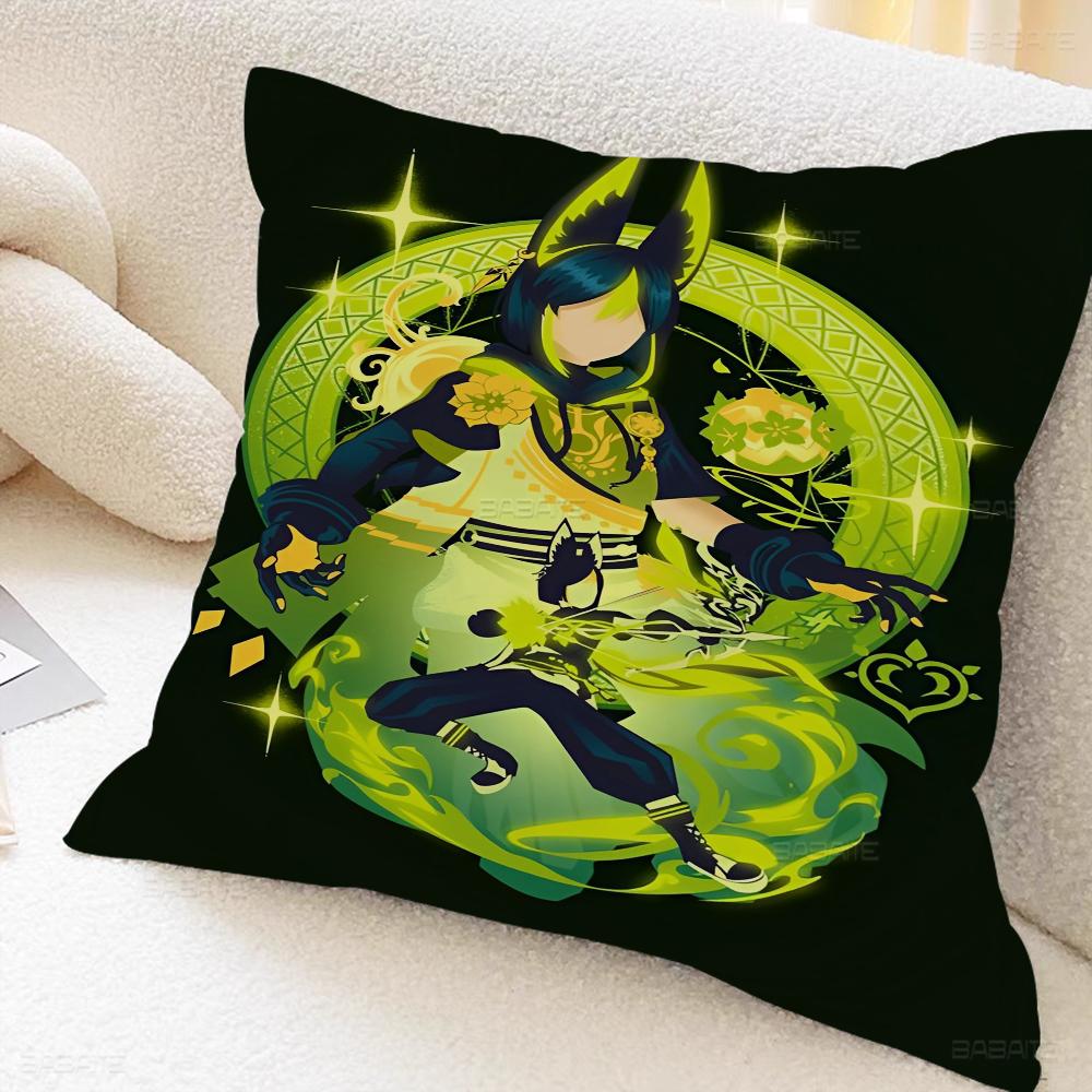 

Genshin Cartoon Tighnari Stitch Lucky Dragon Pillow Cover Sofa Cushion Cover Home Room Decoration Children Gift 16x16Inch