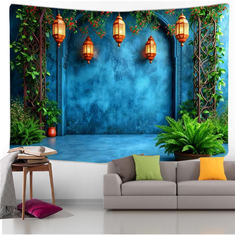 Wall Tapestry with Beach View, Ocean and Palm Tree Art, Tropical Style Design, Bohemian Decoration for Living Room and Bedroom.