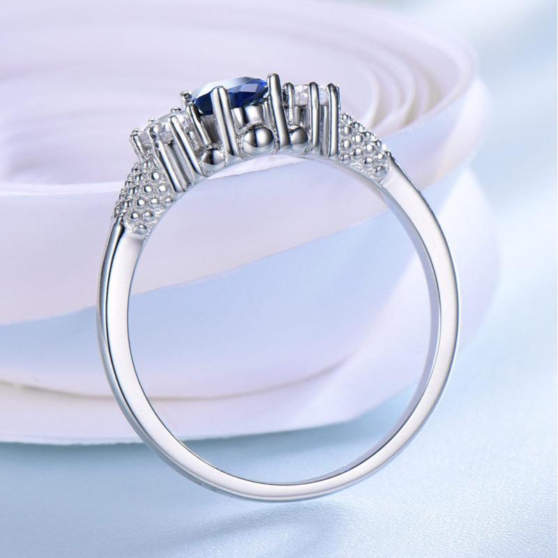 Gica Gema 925 Sterling Silver Engagement Rings For Women Princess Created Blue Sapphire Spinel Ring Brand Fine Jewelry Gift