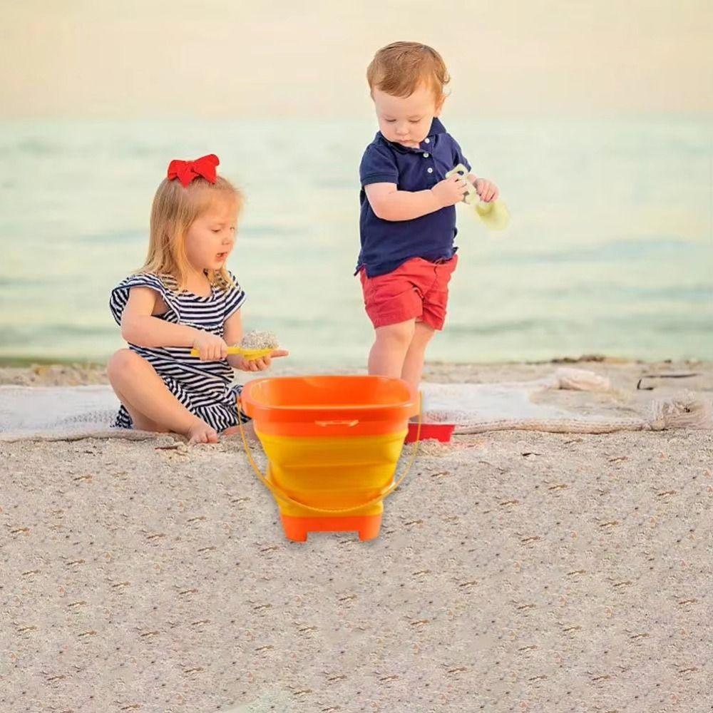 4pcs/Set Parent-Child Folding Bucket Beach Toys With Bucket Summer Beach Toys  Fun