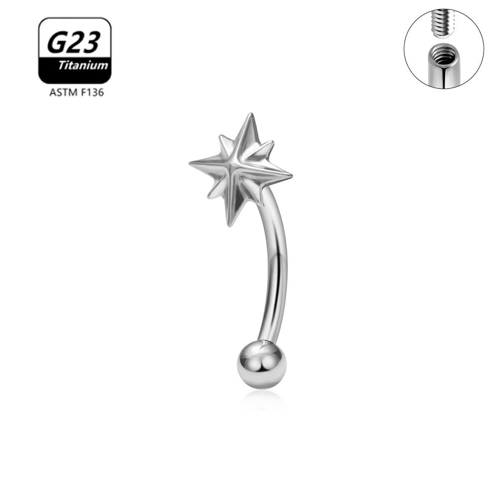 G23 Titanium ASTM-F136 Nternal Thread Eyebrow Piercings Body Jewelry For Women Zircon Earring Star Flower Heart