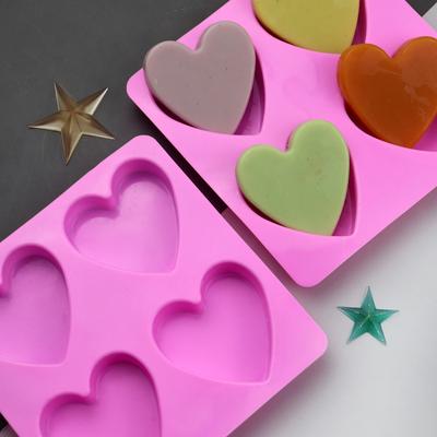 4 Löcher Herzförmige Silikon Kuchenform DIY Schokoladenform Handgemachte Seifenform Großhandel Kuchen Dekorationszubehör