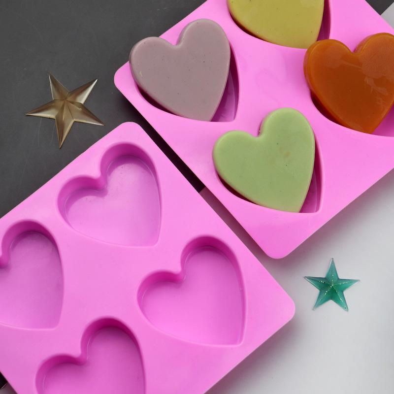 4 Löcher Herzförmige Silikon Kuchenform DIY Schokoladenform Handgemachte Seifenform Großhandel Kuchen Dekorationszubehör