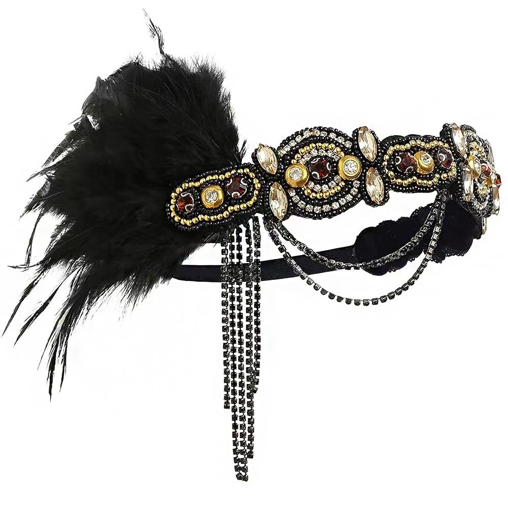 Vintage Cosplay Dress Headwear Fascinator Gatsby Headpiece Retro Masquerade Hair Band  Halloween