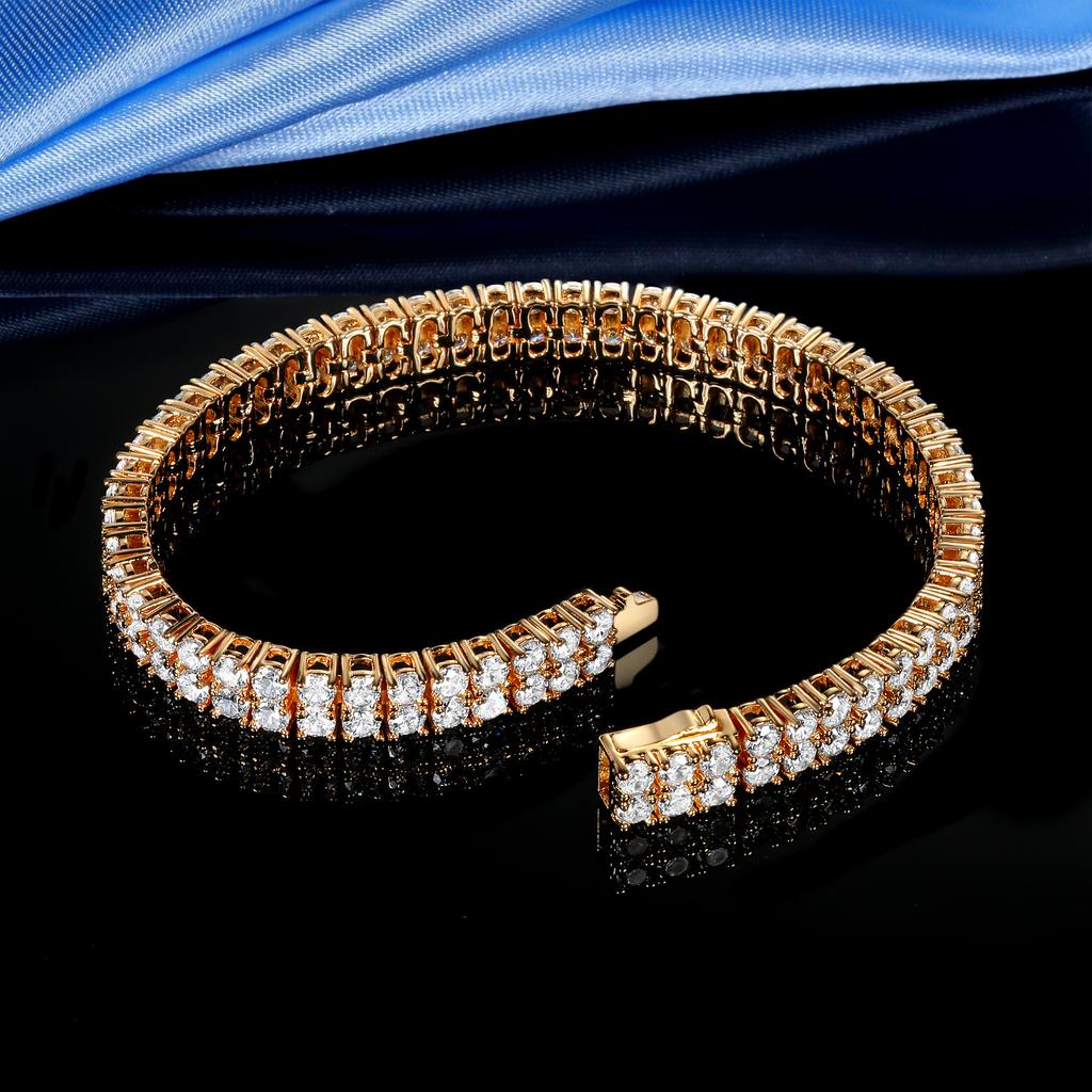 A new 3MM copper inlaid zircon tennis bracelet spring buckle bracelet double row Tennisbracelet tide