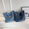 Vintage Denim Umhängetasche, Retro Handtasche mit großer Kapazität, Modische Tragetasche für Schule, Arbeit, Shopping