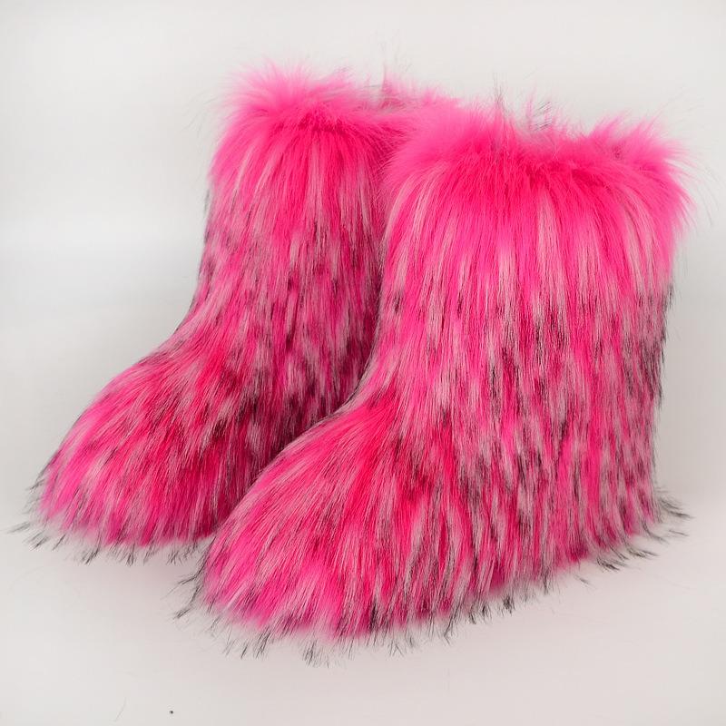 Boots Children's Winter Warm Thickness Non-slip Shibuya Fluffy Boots Medium Tube Personalized Fashion Snow Boots
