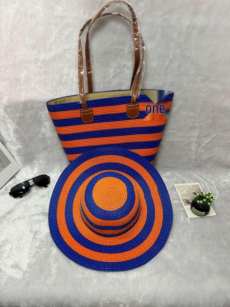 2024 Straw Woven Shoulder Bag with Hat Cover - Perfect for Summer Travel and Beach Vacations