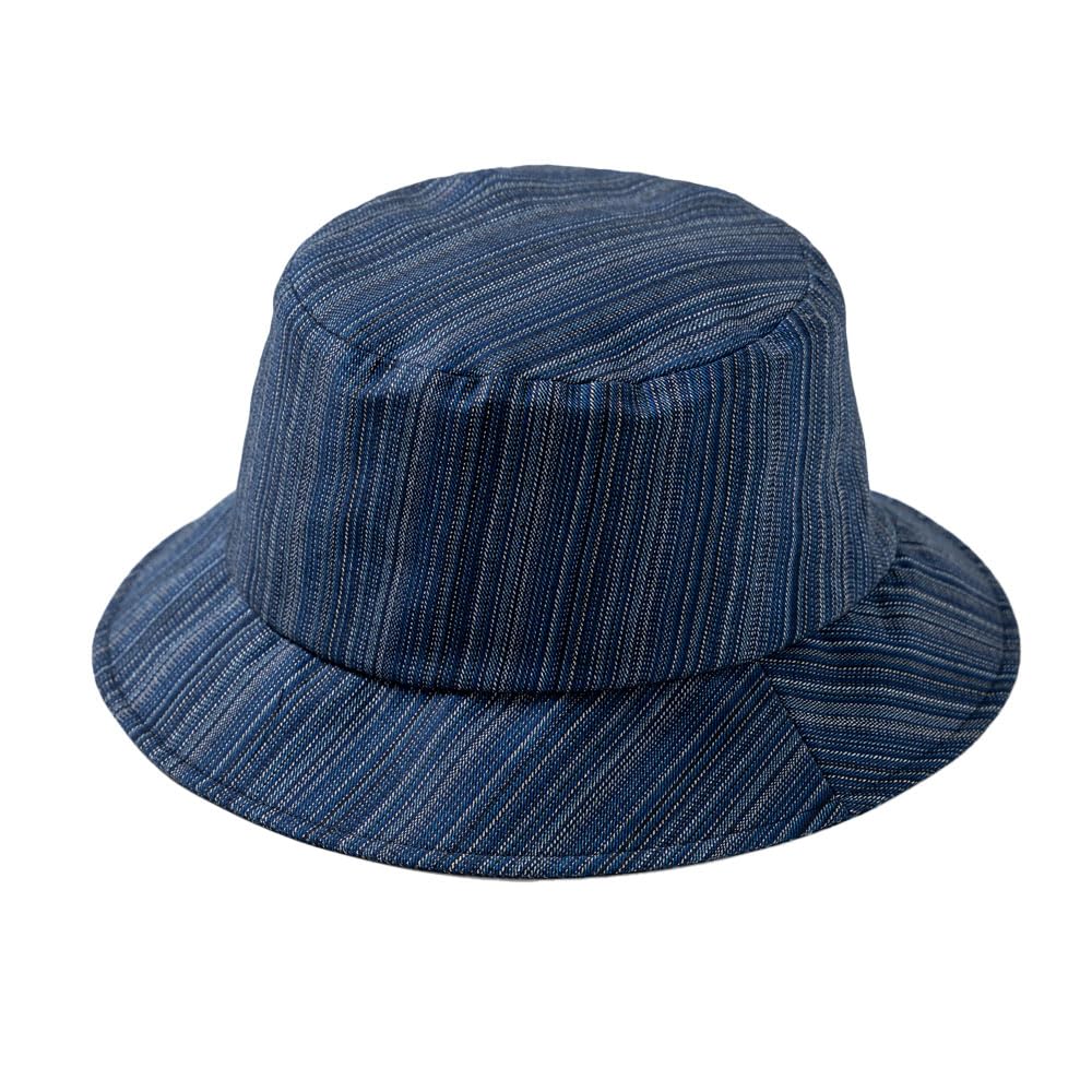 Crushable Foldable Hat Made In Japan Striped Banshu Weave Stripes (M, Navy)