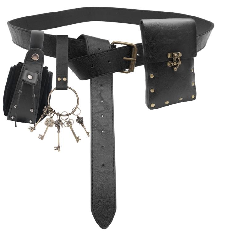 Medieval Leather Waist Pack for Women Men, Leather Rivet Waist Pouches Medieval Waist Coin Bag for Cosplay Party