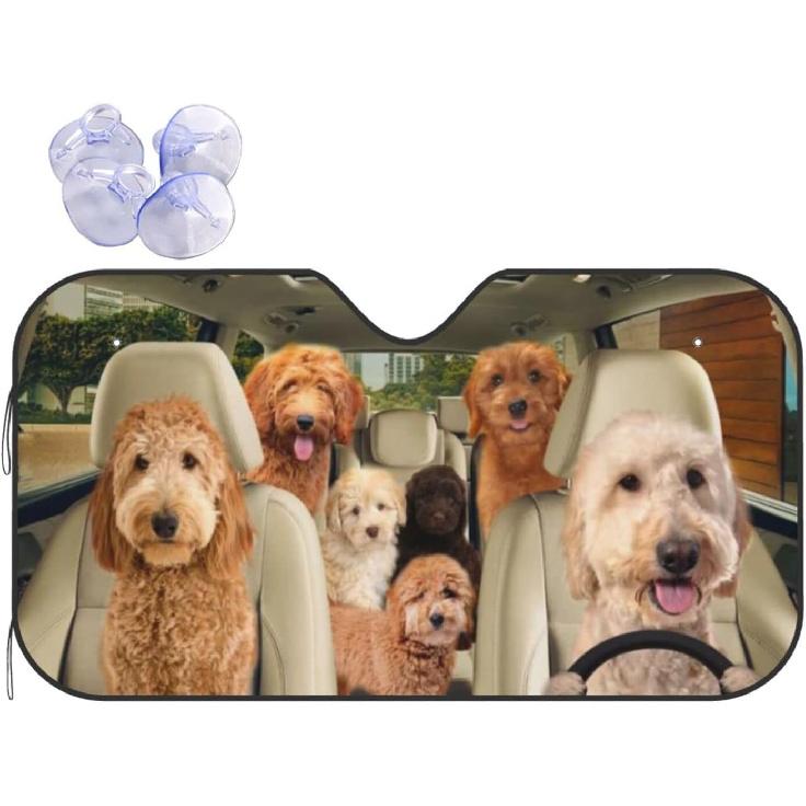 

Goldendoodle Windshield Sun Shade Heat Reflector Heat Shield Sun Shade Keeps Your Vehicle Cool and Damage Free Easy to Use 55x30in for Most Sedans 55 x 30