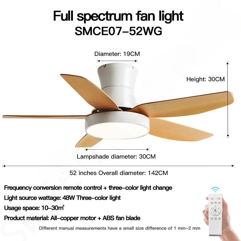 42" 52" Lamp Frequency Conversion Remote Control Ceiling Fan Light Balcony Fan Ceiling Fan With Light LED Full Spectrum Fan