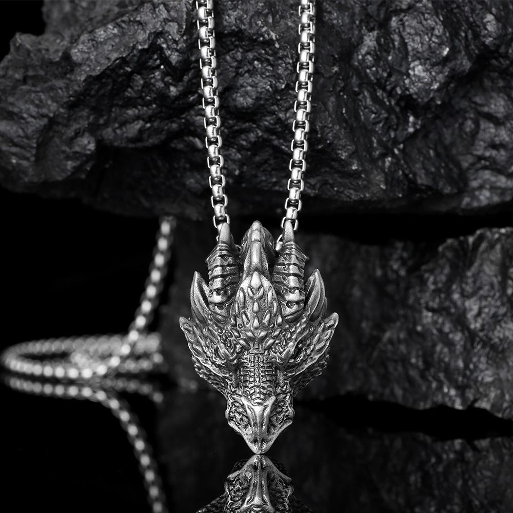Hip-hop Necklace High Street Male Trendy Ruffian Handsome Boy Dragon Animal Necklace Design Sense Niche