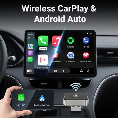 New 2in1 Wireless&Wired CarPlay Adapter Plug&Play Apple CarPlay Box Android Auto Screen Fast Connect Wifi BT Connect OTA Upgrade