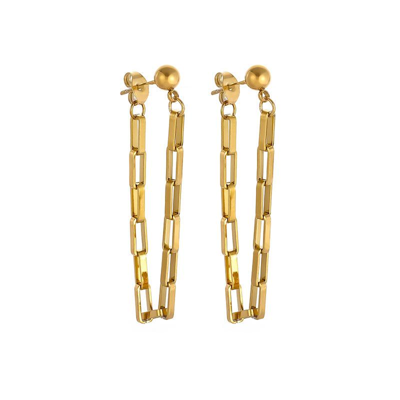 2026 French-Inspired Retro Tassel Chain Earrings - 18K Gold, Hong Kong Style for Women