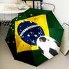 1 Stück Brasilien Kunstwerk Bedruckter Regenschirm Faltbarer Regenschirm, Automatischer Regenschirm 8-Rippen für Reisen, Camping Fan Geschenke Weihnachtsgeschenke