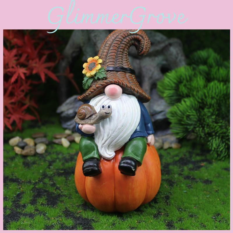 Dwarf Figurine Resin Craft For Garden Micro Landscape With Pumpkin Harvest Decor For Holiday Gift