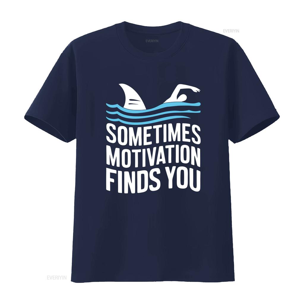 Funny Swimming Shark Motivational Slogan Print Casual T Shirt vintage Washed Top For Everyday Wear Slightly fashion Stretched