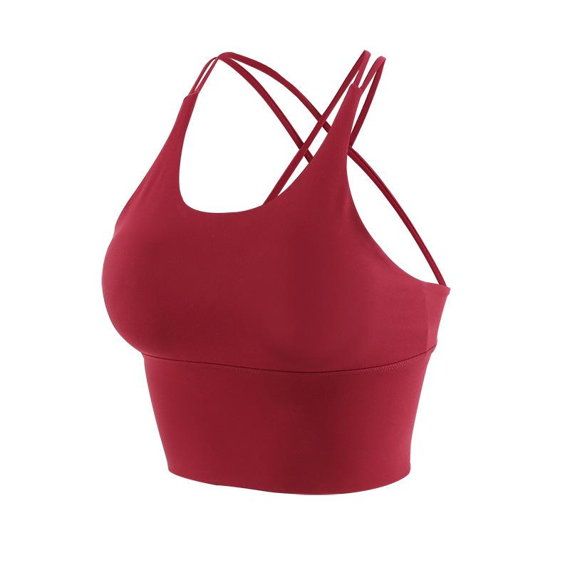 Женский противоударный спортивный бюстгальтер жилет летний модный однотонный крест — фото 5