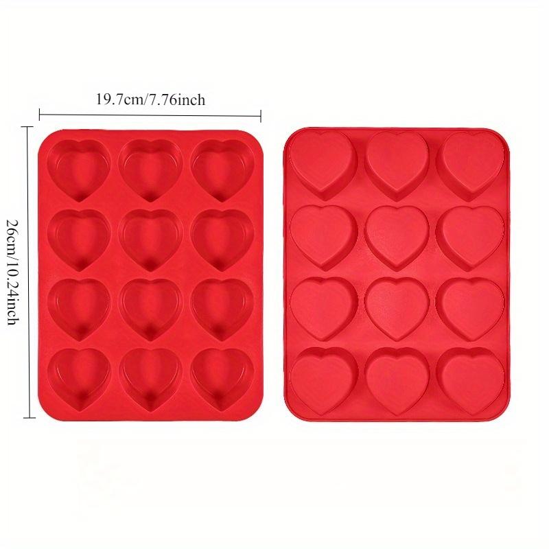 12-Cavity Heart-Shaped Silicone Cake Mold - Non-Stick DIY Baking Mold for Brownies, Cupcakes & Cake Pops, Easy Release, Food-Grade, Microwave