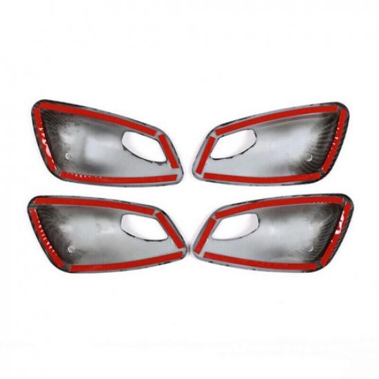 4x Carbon Fiber Interior Door Handle Bowl Cover Trim For BMW E90 E92 E93 2005-12