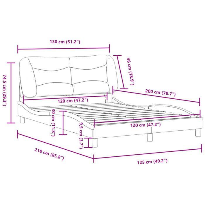 VidaXL Cadre de Lit avec Lumières LED, Lit Rembourré, Lit Double, Lit Adulte de Chambre à Coucher Intérieur, Moderne, 3213924