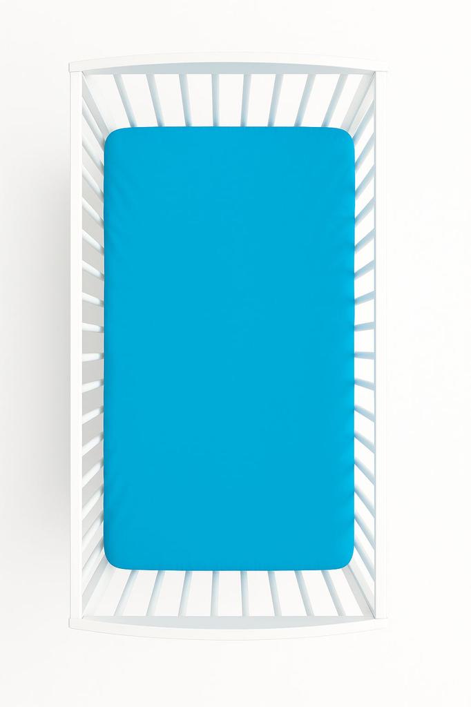 Cotton fitted sheet for a cot 120x60 cm - turquoise