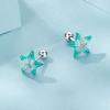 Turquoise Starfish Threaded Earring Summer Fresh S925 Sterling Silver Star Stud Earrings