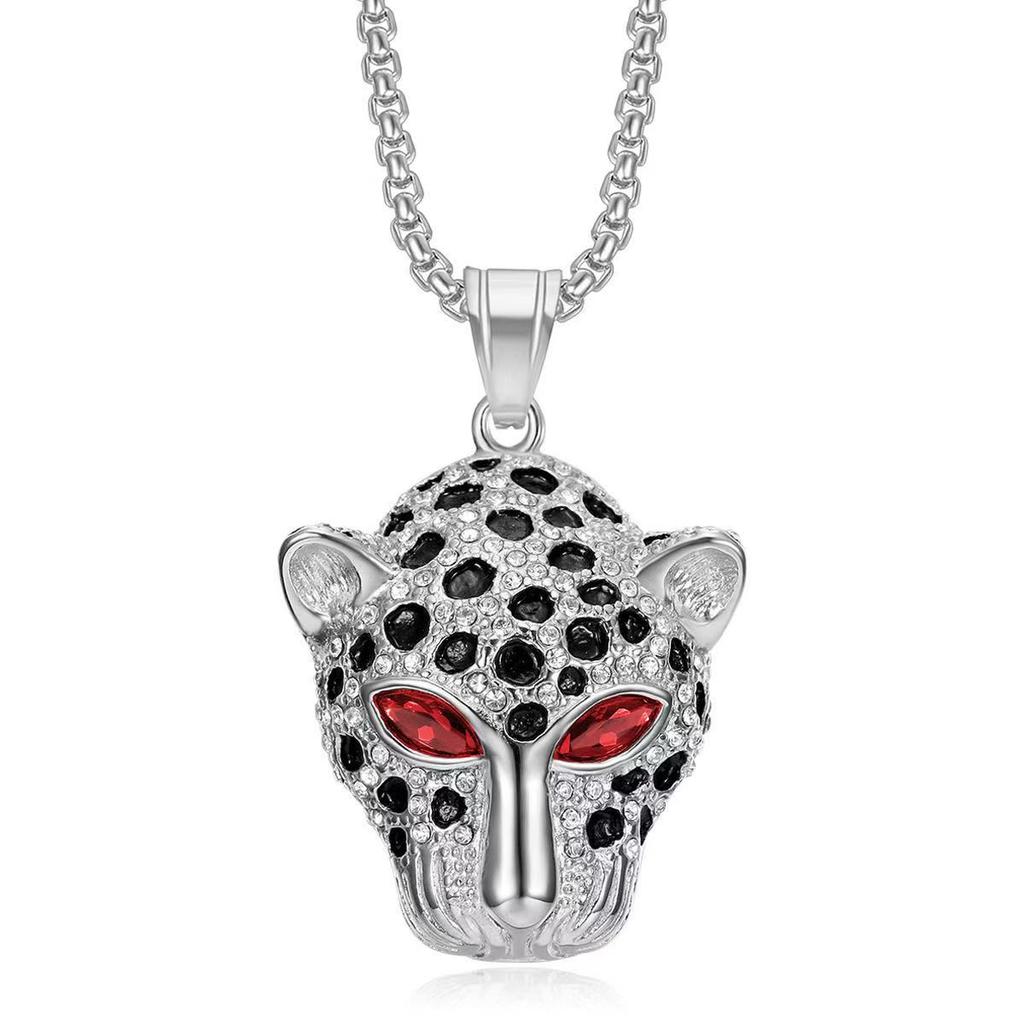 Vintage Stainless Steel Leopard Head Pendant Necklace Gothic Hip Hop Classic Animal Necklaces for Men Fashion Party Jewelry Gift