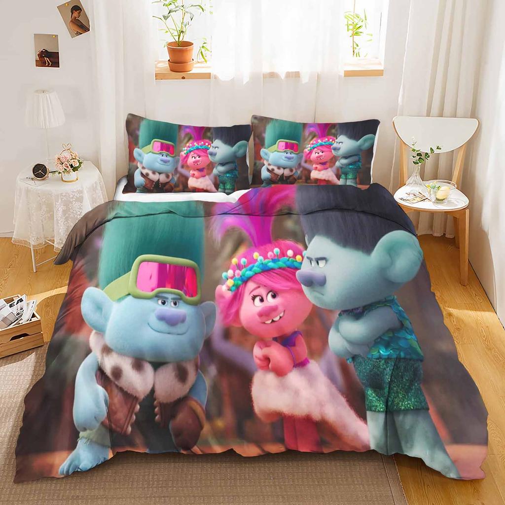 Trolls Cover Set Comforter Bedding 3D Children'S Bedding Set 3-Piece 1 Quilt Cover King Size