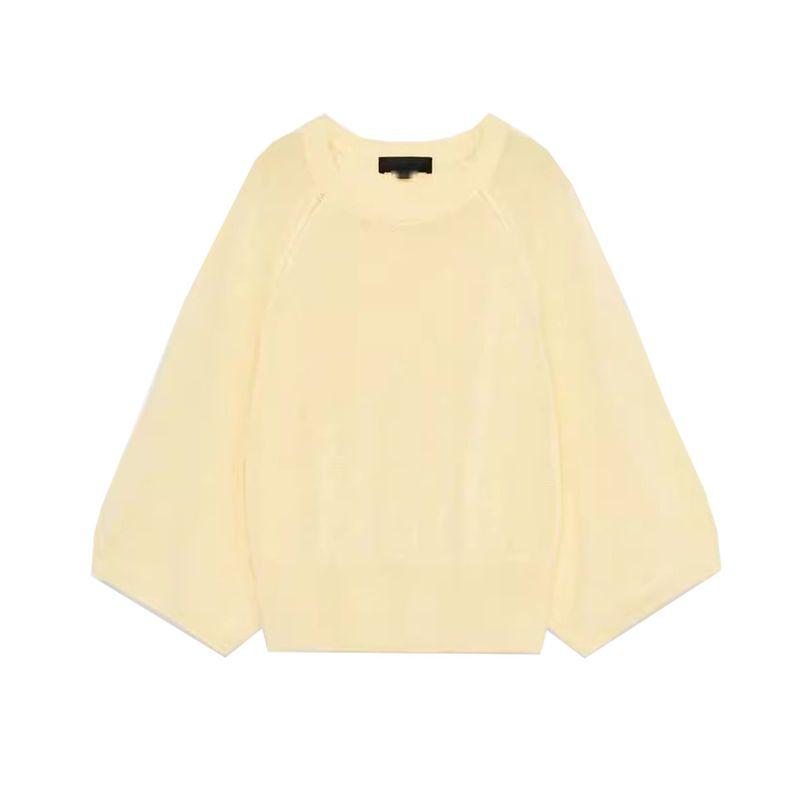 Autumn New Women's Clothing French Laziness Minimalist Wide Sleeve round Neck Vacation Style Casual Sweater 5536021