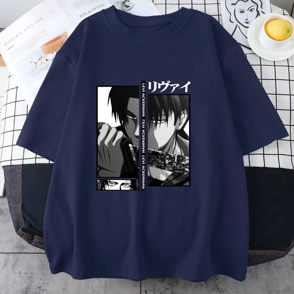 Levi Ackerman Cool Graphic Printed T-Shirt Men's and Women's Loose Anime Harajuku T-Shirt Tops Vintage T Shirt Oversized T Shirt