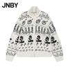 JNBY 2025 Autumn High-Neck Abstract Knit Cardigan