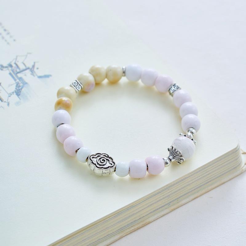 Jingdezhen Ceramic Beaded Bracelet, Ethnic Versatile Design Handmade Couple Wrist Jewelry