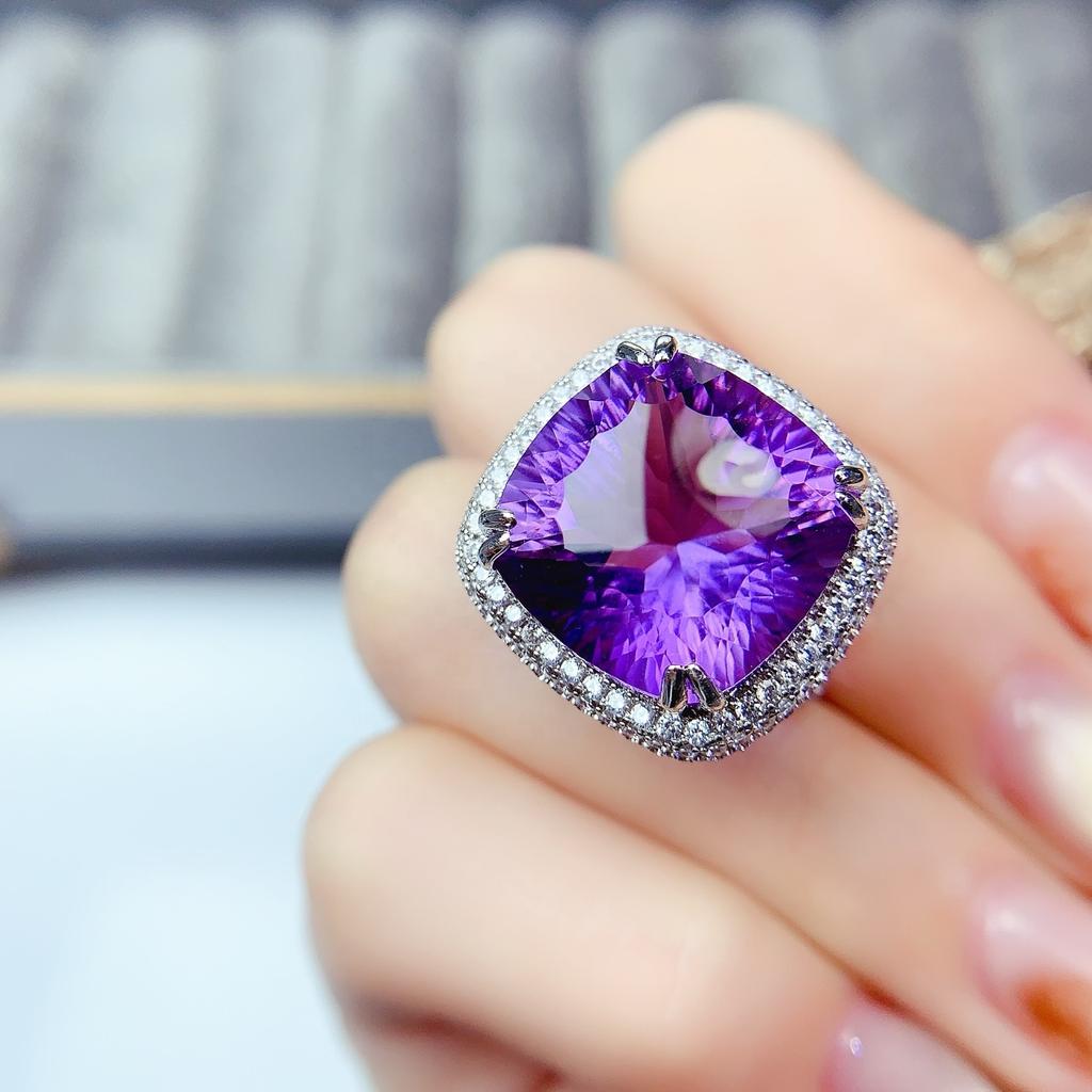 High Quality S925 Best-selling Natural Amethyst Ring High Clarity and Excellent Color Gem Rings Jewelry for Women Jewelry Gift