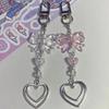 Bowknot Heart Pendant Cellphone Strap Phone Chain Detachable Bow Phone Lanyard Handmade Keychains for Wallet Bags