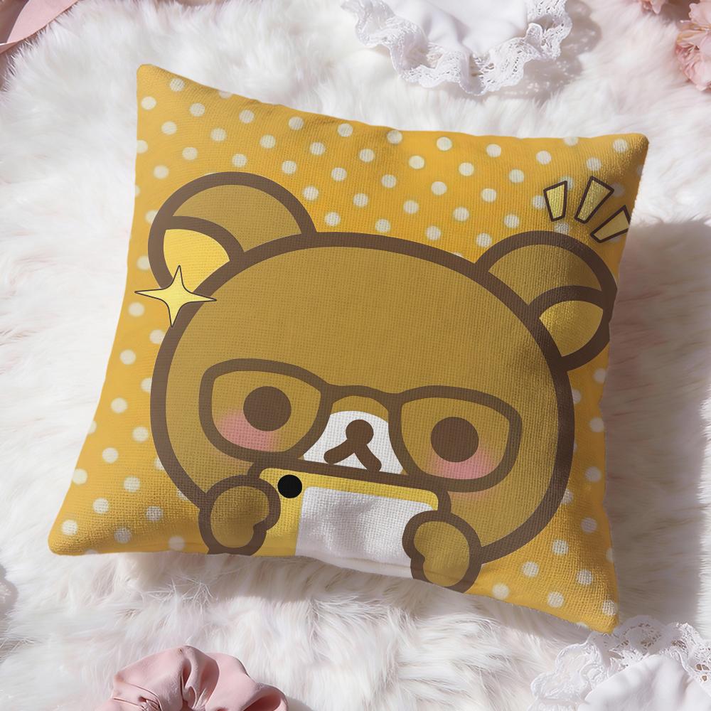 Cute R-RirakkumaS Cushion Cover Premium Comfort Reversible Pillow Cove -Two in One Design for Any Room & Car Interior