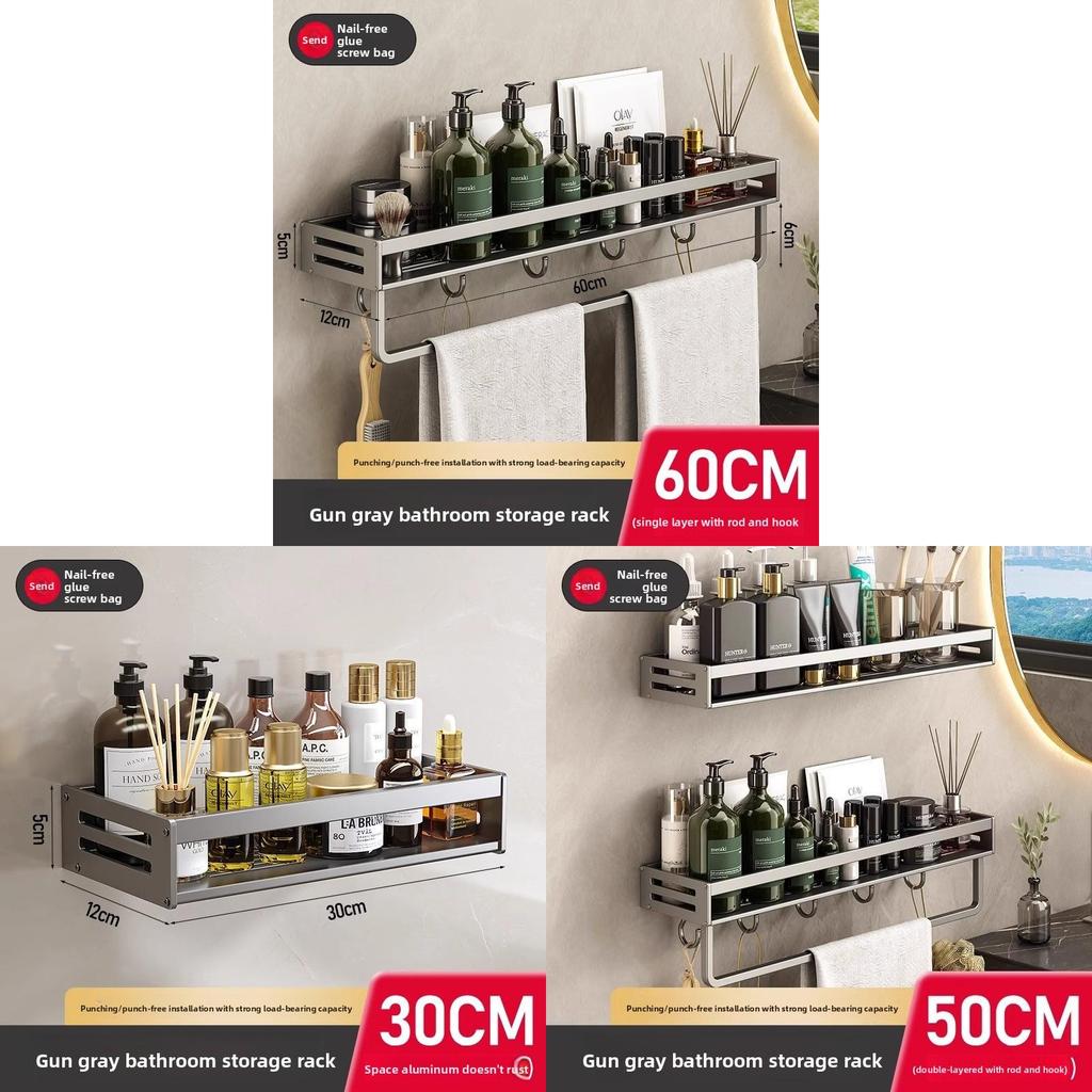 Mensola Moderna Minimalista per Bagno con Staffa a Muro in Lega di Alluminio Rimovibile per Stoccaggio in Doccia
