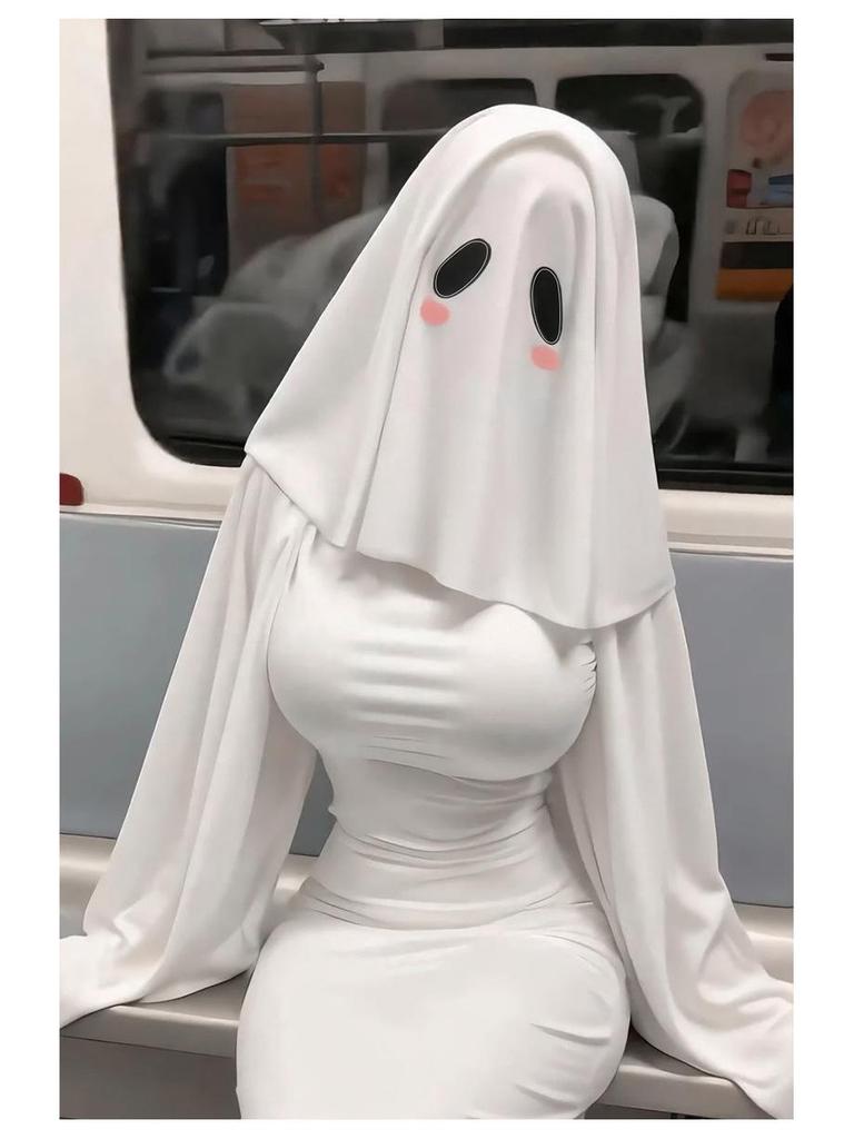 Kyoko Ghost Girl Cosplay Mask & Fishtail Dress Halloween Costume