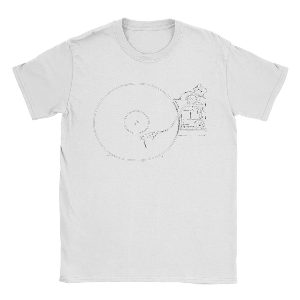 Vinyl Plattenspieler Skizzenzeichnung Sommer T-Shirts für Paare Neuheit Freizeit T-Shirt Kurzarm Vintage Top Tees