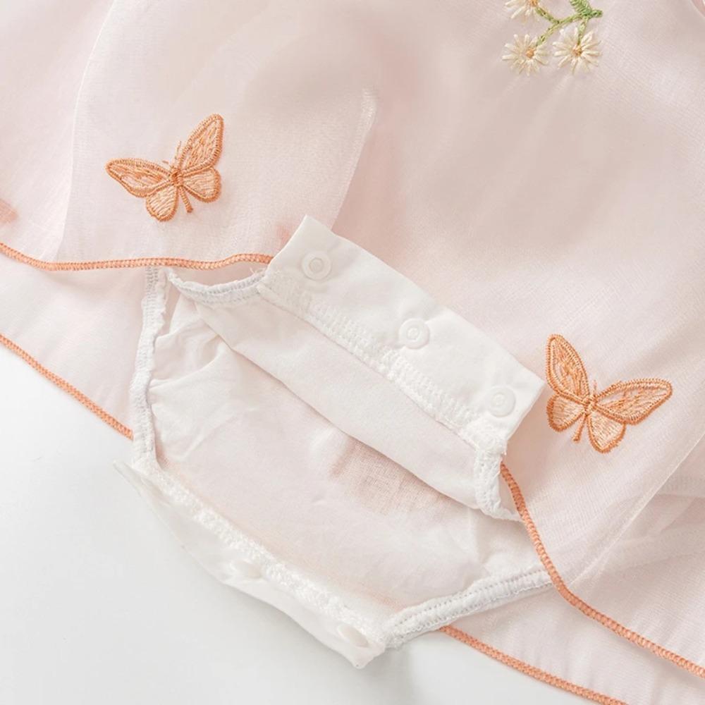 Vår Höst Söta Rosa Babyflickor Romperklänning Utomhus En Del Prinsessajumpsuit Spädbarn Fjärilsbody med Mössa 6-18M