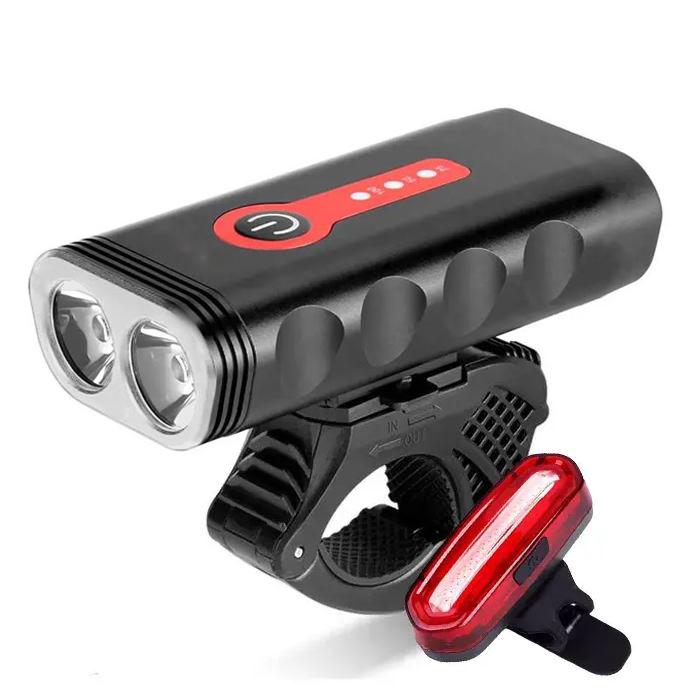 Lamp strong LED bike lights front + rear USB light set bike flashlight
