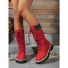 Lace-up Woolen Mid-leg Boots Women's Winter 2025 New Fleece Platform Size Muffin Martin Boots